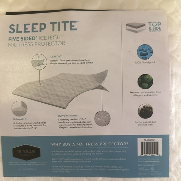 Malouf Sleep Tite-KING Mattress Protector-Five Sided IceTech Mattress Protector - Picture 4 of 4